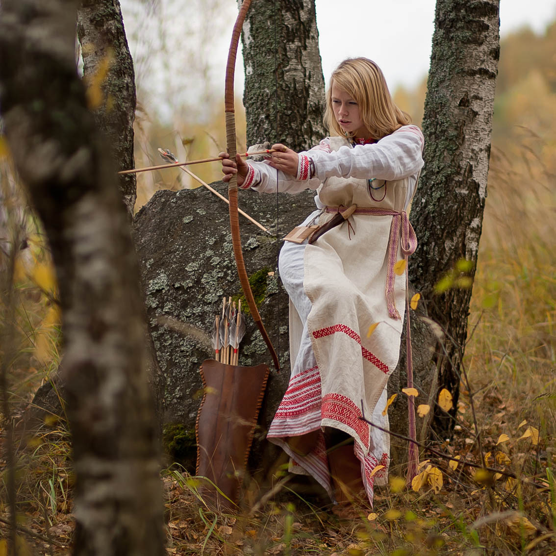 Sexy photo Girls in Slavic costumes in Porto Novo